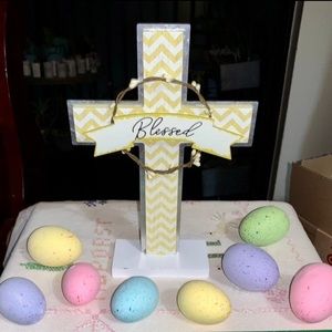 🤩3/$10 Blessed Farmhouse Cross Easter Decor w/ Speckled Easter Eggs